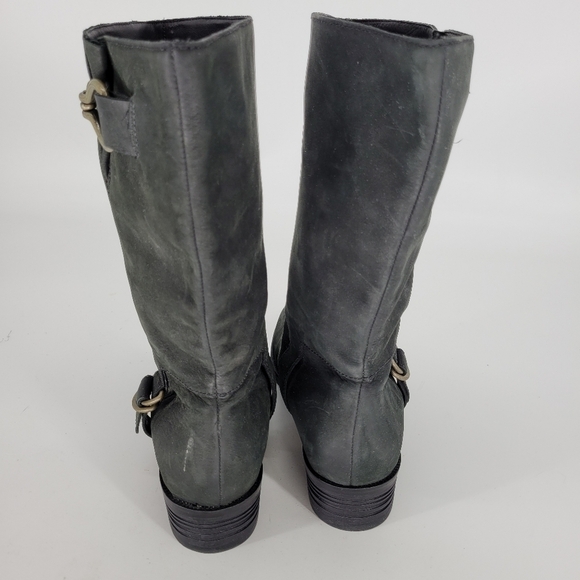 Cole Haan nike air technology brass buckle distressed black leather boot 10 - Picture 5 of 14